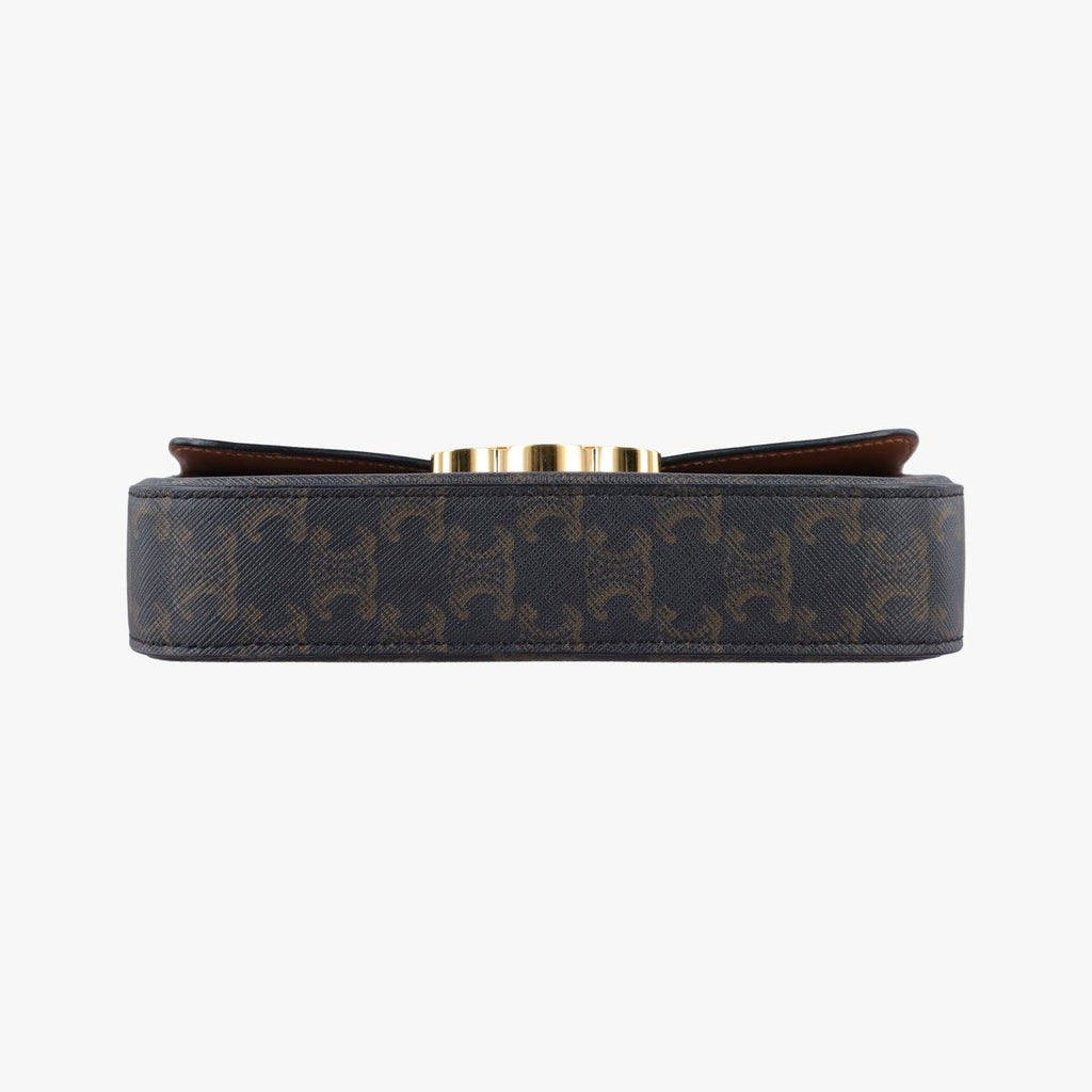Celine Triomphe Brown Canvas Shoulder — view 3