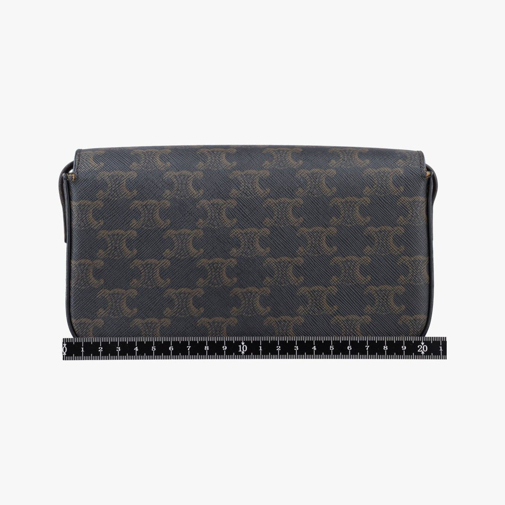 Celine Triomphe Brown Canvas Shoulder — view 2