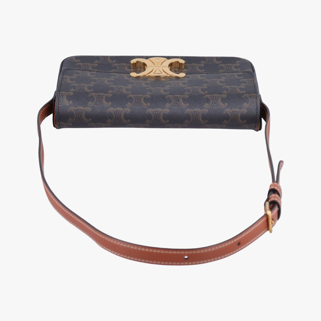 Celine Triomphe Brown Canvas Shoulder — view 8