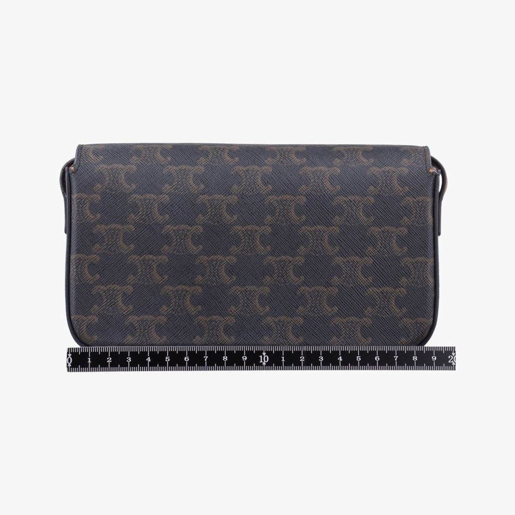 Celine Triomphe Brown Canvas Shoulder — view 2