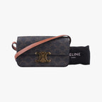 Celine Triomphe Brown Canvas Shoulder
