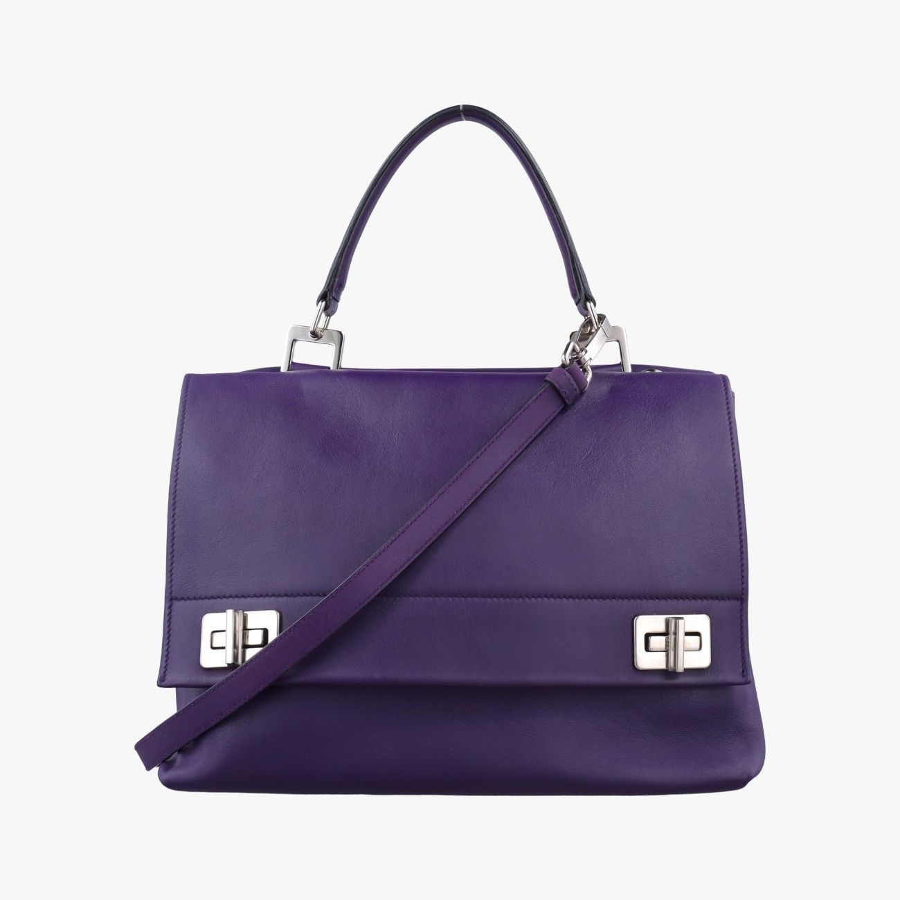 Prada Double Flap Chain Purple Leather 14