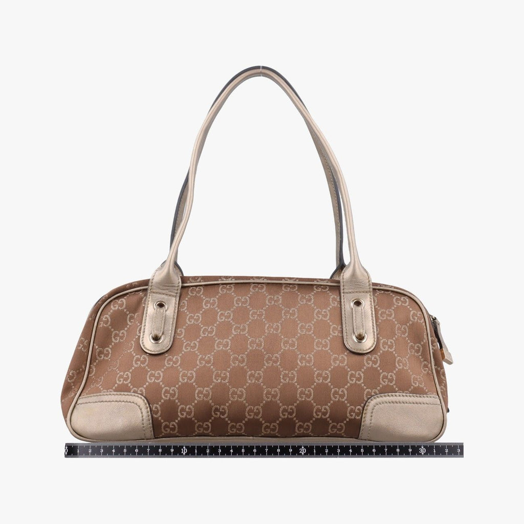 Gucci Prince Beige Champagne Gold GG Canvas Leather Handbag — view 2