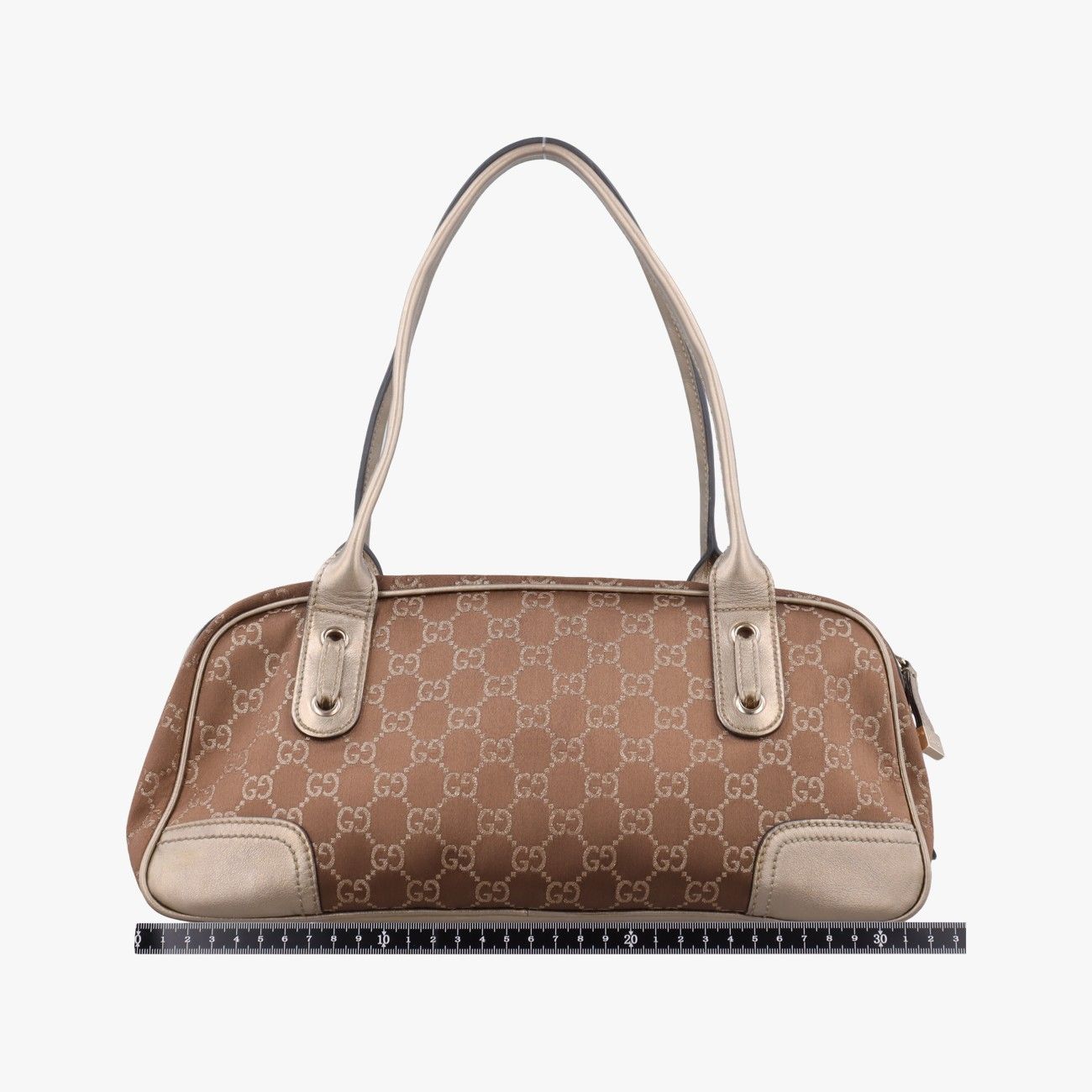 Gucci Prince Beige Champagne Gold GG Canvas Leather Handbag — view 2
