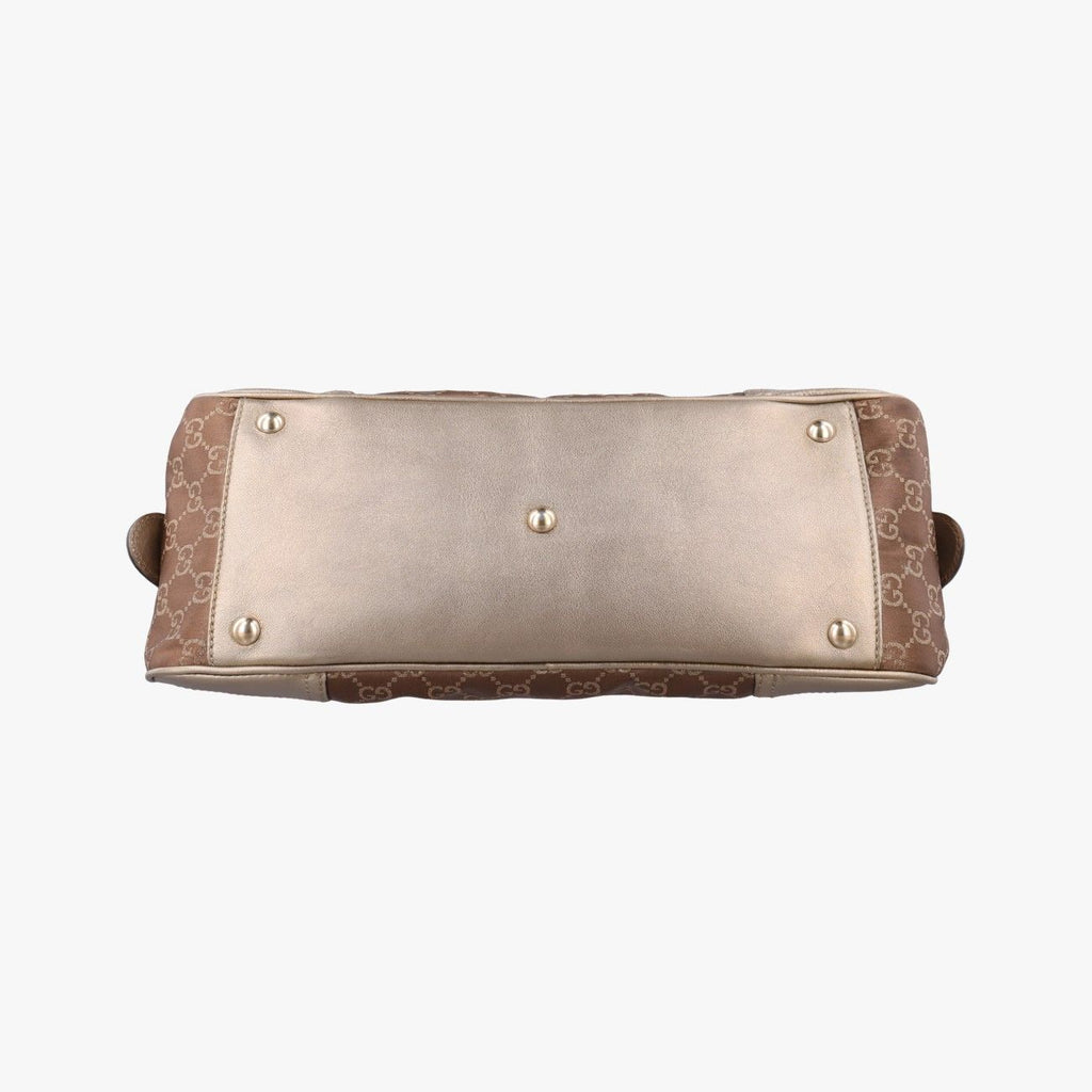 Gucci Prince Beige Champagne Gold GG Canvas Leather Handbag — view 3