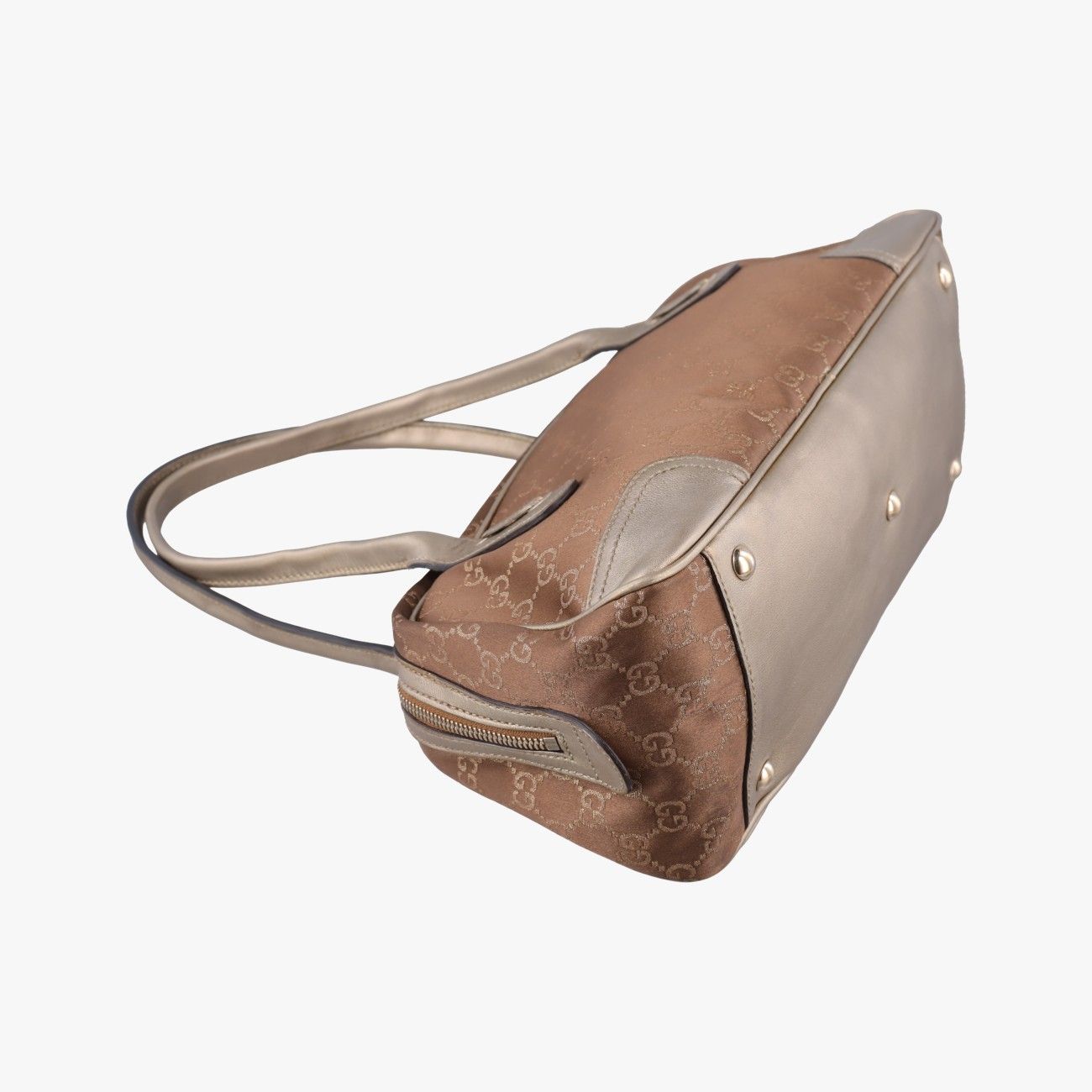 Gucci Prince Beige Champagne Gold GG Canvas Leather Handbag — view 7
