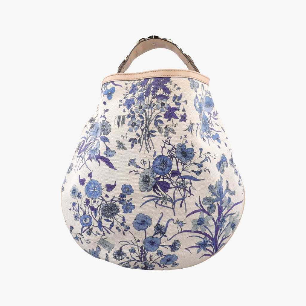 Gucci Flora Wave Hobo Blue White Canvas Leather