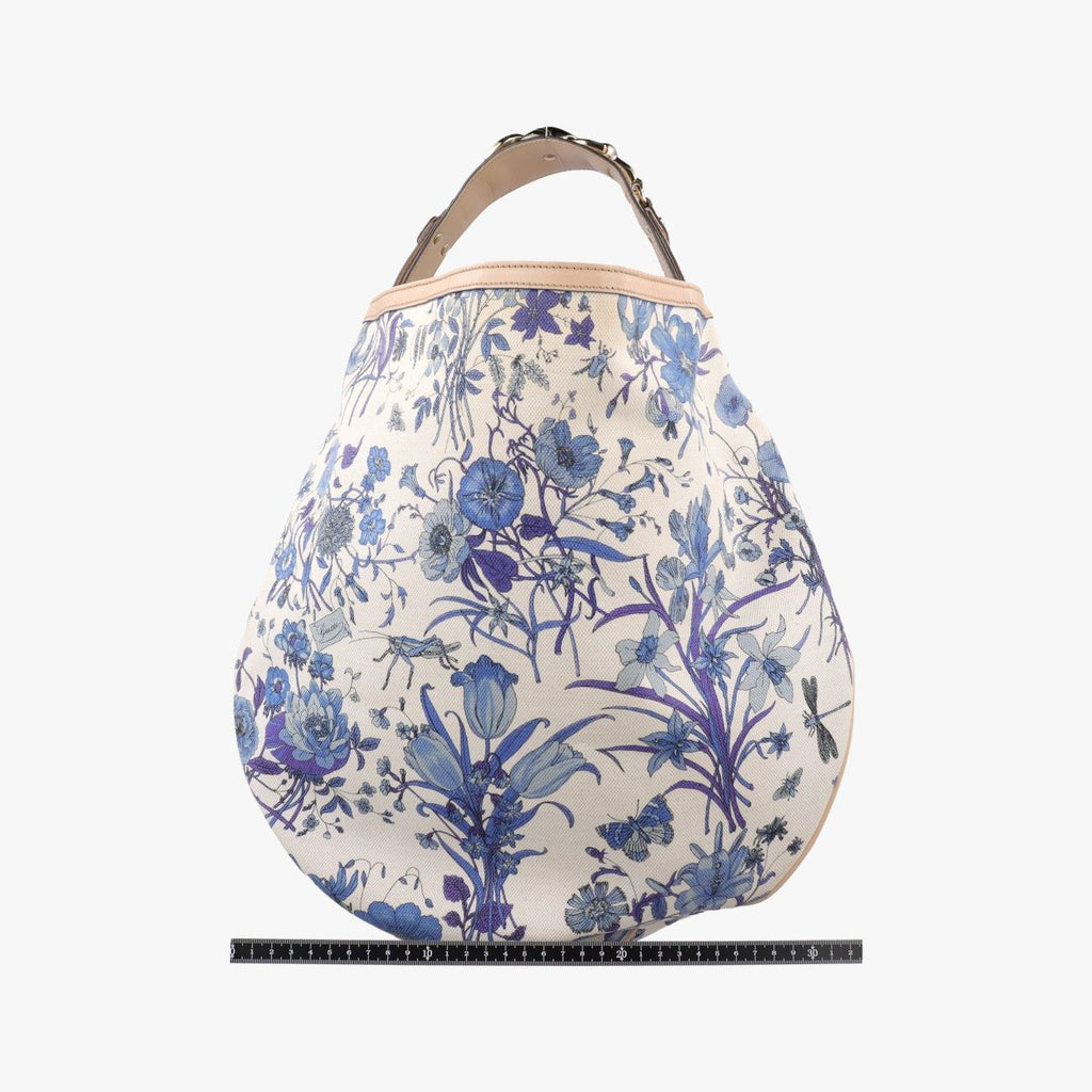Gucci Flora Wave Hobo Blue White Canvas Leather — view 2
