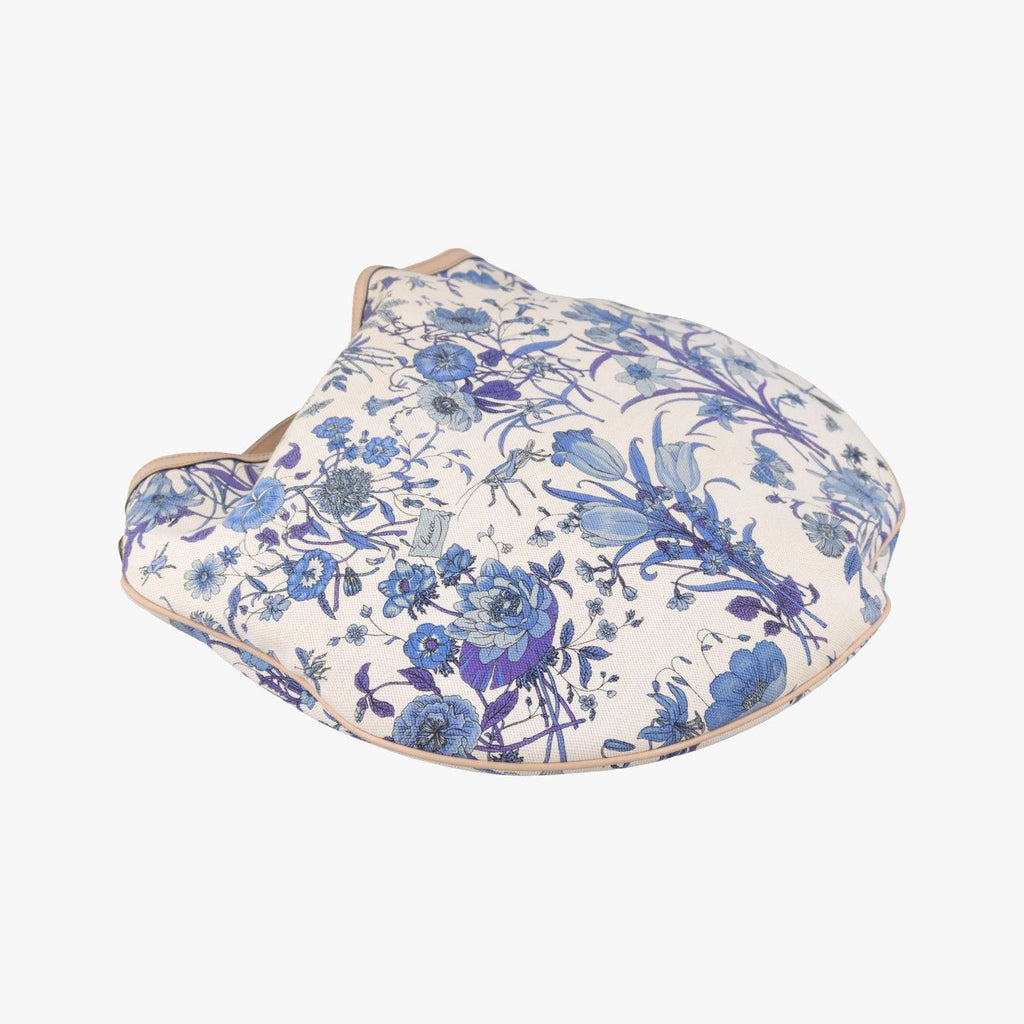 Gucci Flora Wave Hobo Blue White Canvas Leather — view 7