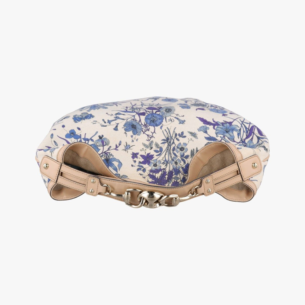 Gucci Flora Wave Hobo Blue White Canvas Leather — view 8