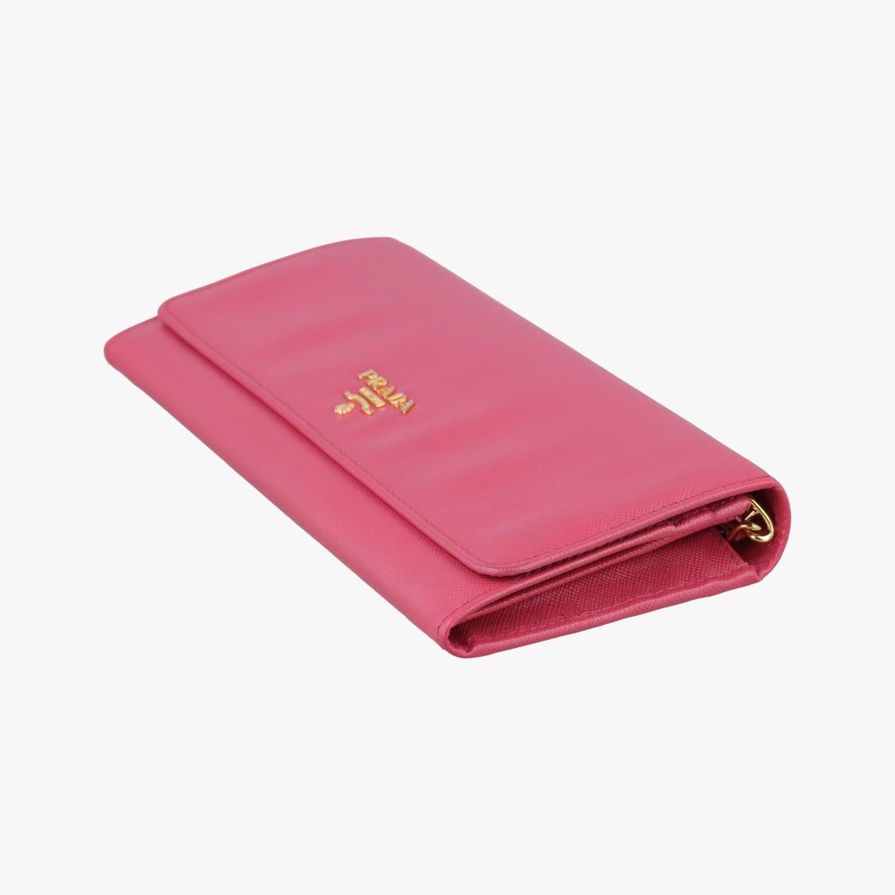 Prada Metal Wallet on Chain Cornflower Clutch Pink Saffiano Leather — view 4