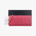 Prada Metal Wallet on Chain Cornflower Clutch Pink Saffiano Leather