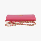 Prada Metal Wallet on Chain Cornflower Clutch Pink Saffiano Leather — view 8