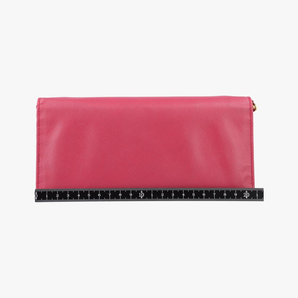 Prada Metal Wallet on Chain Cornflower Clutch Pink Saffiano Leather — view 2