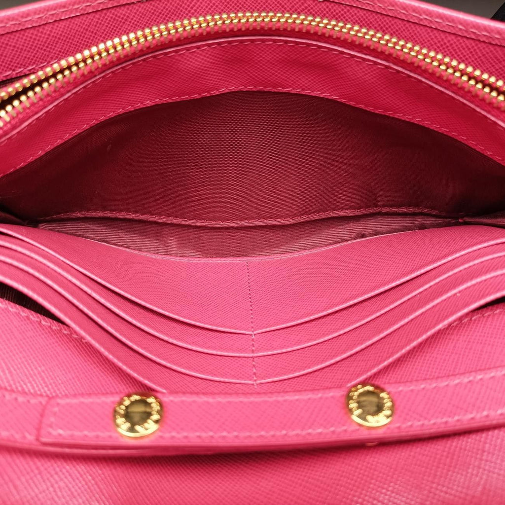 Prada Metal Wallet on Chain Cornflower Clutch Pink Saffiano Leather — view 9