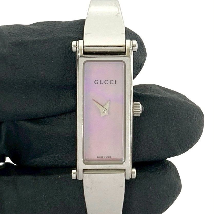 Gucci Bangle Watch Stainless Steel Quartz Wrist Silver Pink — view 4