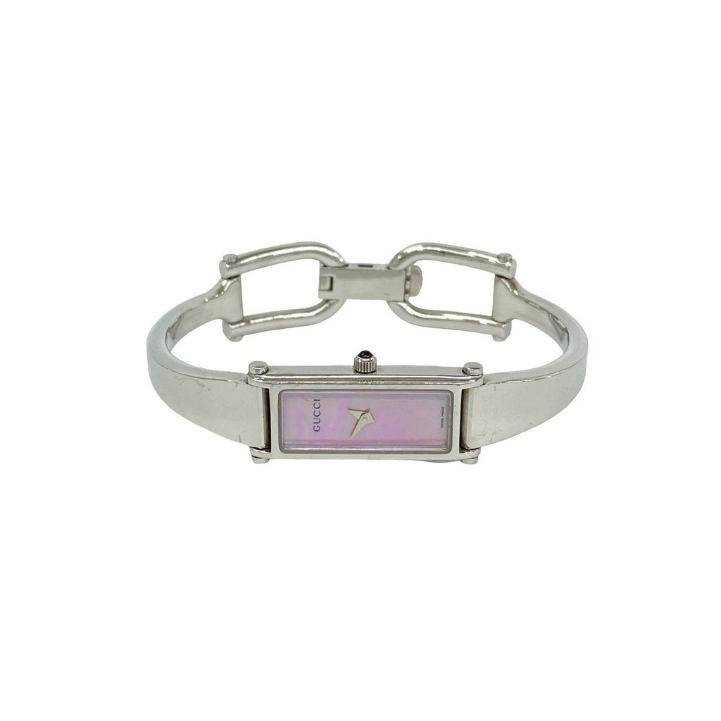 Gucci Bangle Watch Stainless Steel Quartz Wrist Silver Pink — view 7