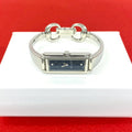 Gucci Bangle Watch Stainless Steel Quartz Wristwatch Silver Navy