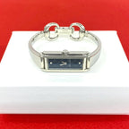 Gucci Bangle Watch Stainless Steel Quartz Wristwatch Silver Navy