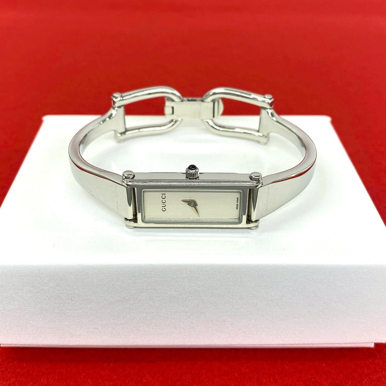 Gucci Bangle Watch Stainless Steel Quartz Wrist Silver