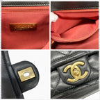 Chanel Shoulder Bag Black Gold Quilted Turnlock CC Logo Chain 2-Way — view 9