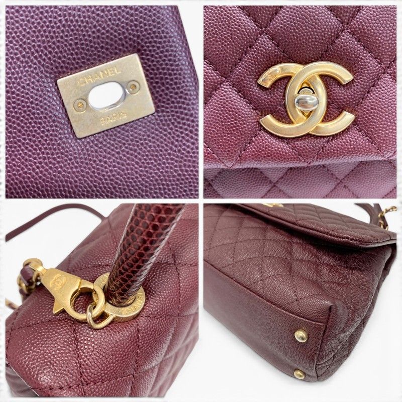 Chanel Coco Handle 29 Shoulder Bag Bordeaux Gold Quilted CC Logo Turnlock — view 9