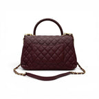 Chanel Coco Handle 29 Shoulder Bag Bordeaux Gold Quilted CC Logo Turnlock — view 3
