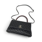 Chanel Coco Handle 29 Shoulder Bag Black Bordeaux Silver Quilted CC Logo — view 5
