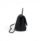 Chanel Coco Handle 29 Shoulder Bag Black Bordeaux Silver Quilted CC Logo — view 2
