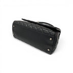 Chanel Coco Handle 29 Shoulder Bag Black Bordeaux Silver Quilted CC Logo — view 4