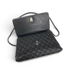 Chanel Coco Handle 29 Shoulder Bag Black Bordeaux Silver Quilted CC Logo — view 6