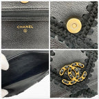 Chanel Shoulder Bag Black Gold Silver 19 CC Logo Crochet Chain Wallet — view 9