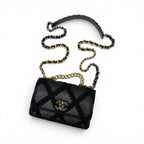 Chanel Shoulder Bag Black Gold Silver 19 CC Logo Crochet Chain Wallet — view 4