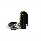 Chanel Shoulder Bag Black Gold Silver 19 CC Logo Crochet Chain Wallet — view 2