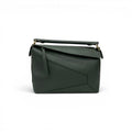 Loewe Puzzle Shoulder Bag Green Gold Small Anagram