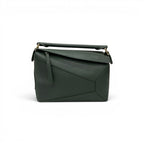Loewe Puzzle Shoulder Bag Green Gold Small Anagram
