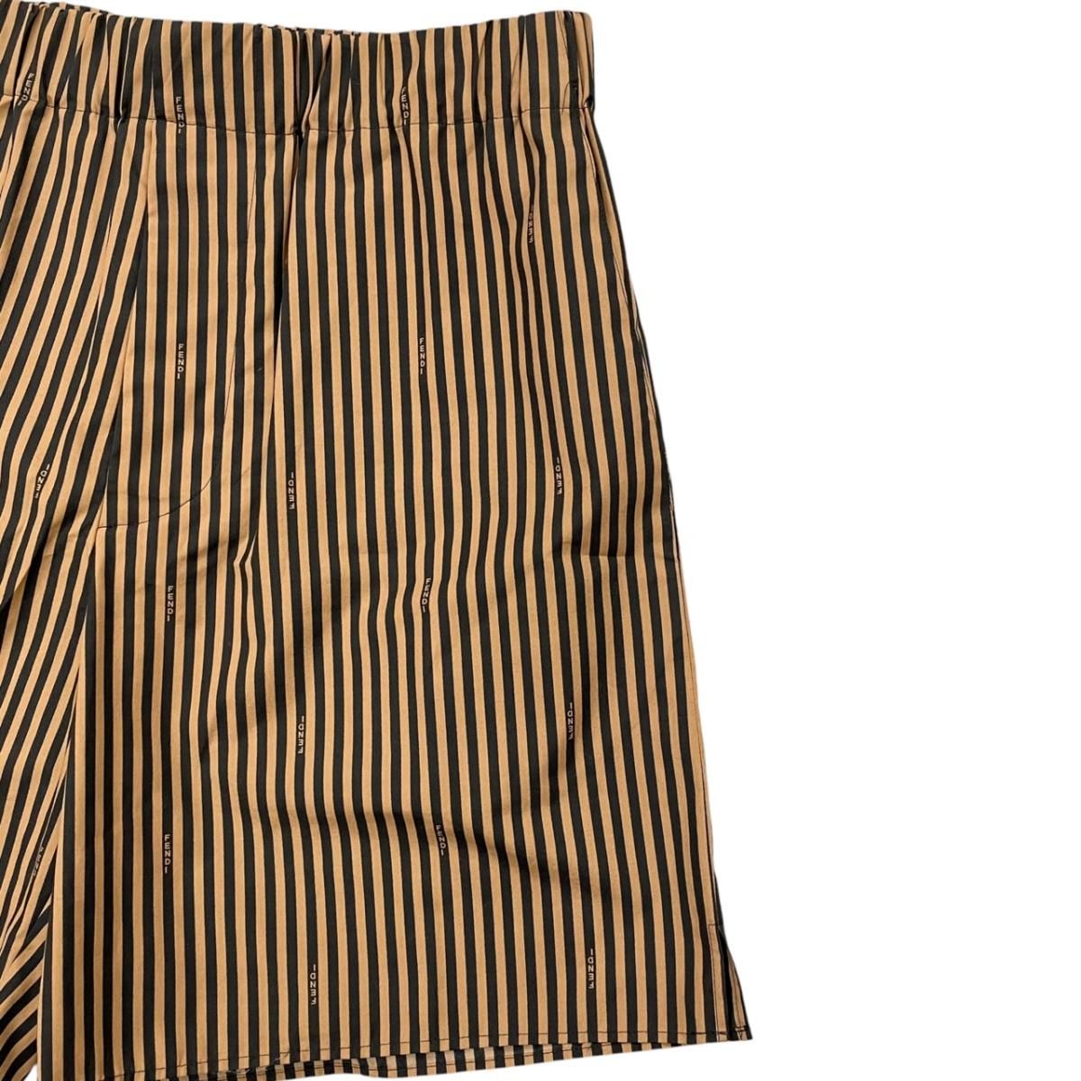Fendi Shorts Striped Arxk 48 Cotton Brown Black — view 4