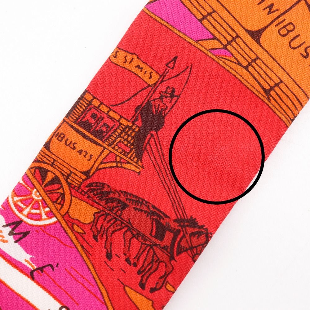 Hermes Twilly Jeu Des Omnibus Et Dames Blanches and White Game Silk Pink Scarf — view 3