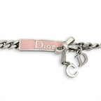 Dior Pink Logo Plate Ribbon Motif Necklace — view 4