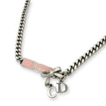 Dior Pink Logo Plate Ribbon Motif Necklace