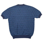 Fendi Short Sleeve Sweater Short Knit 50 Linen Cotton FF Logo Blue — view 2