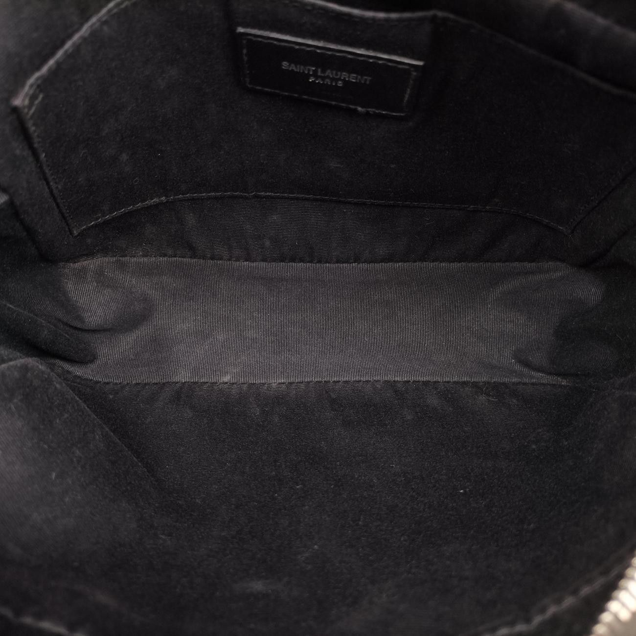 Saint Laurent Fringe Gray Leather Shoulder — view 9