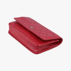 Chanel Quilted CC Logo Red Lambskin Shoulder — view 4