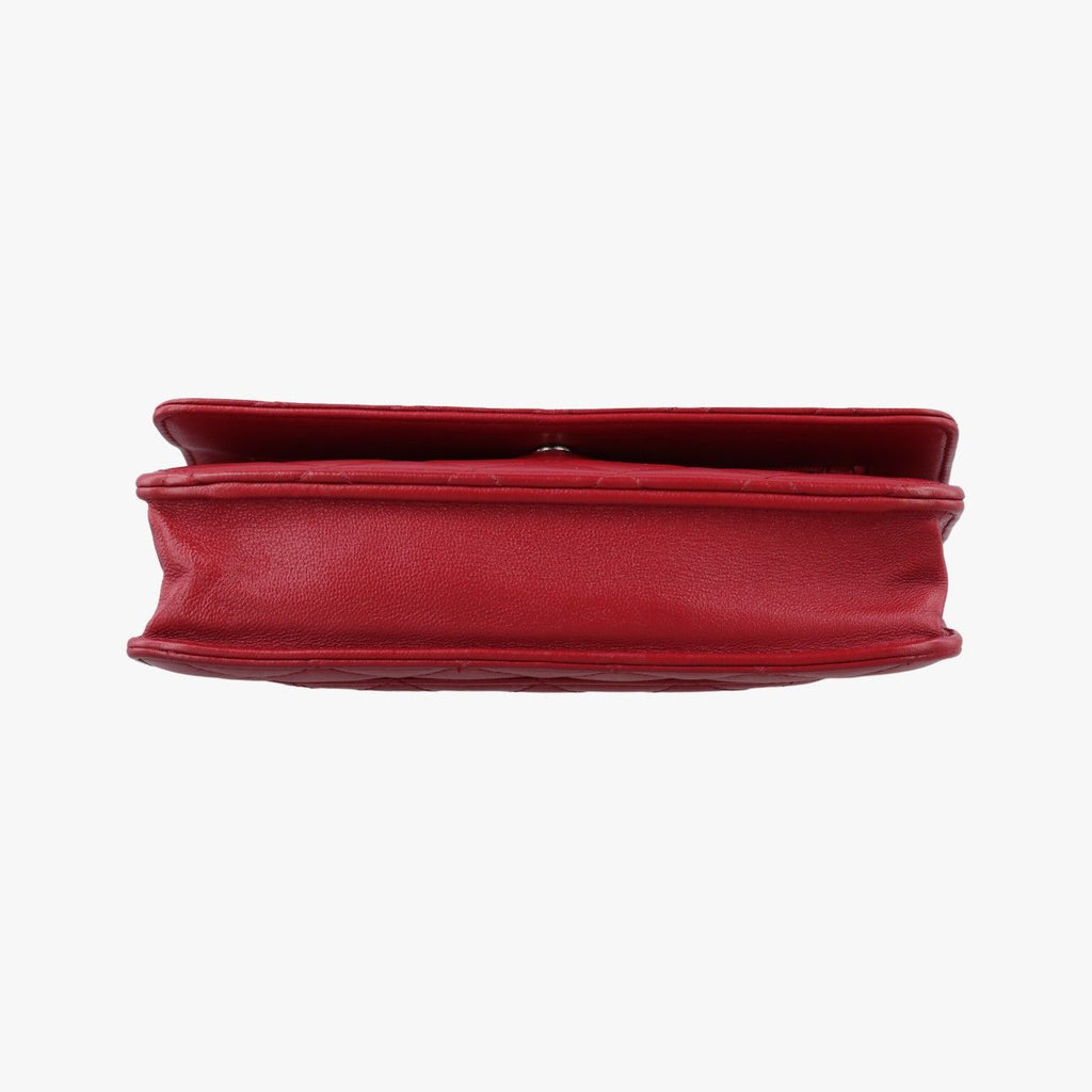 Chanel Quilted CC Logo Red Lambskin Shoulder — view 3