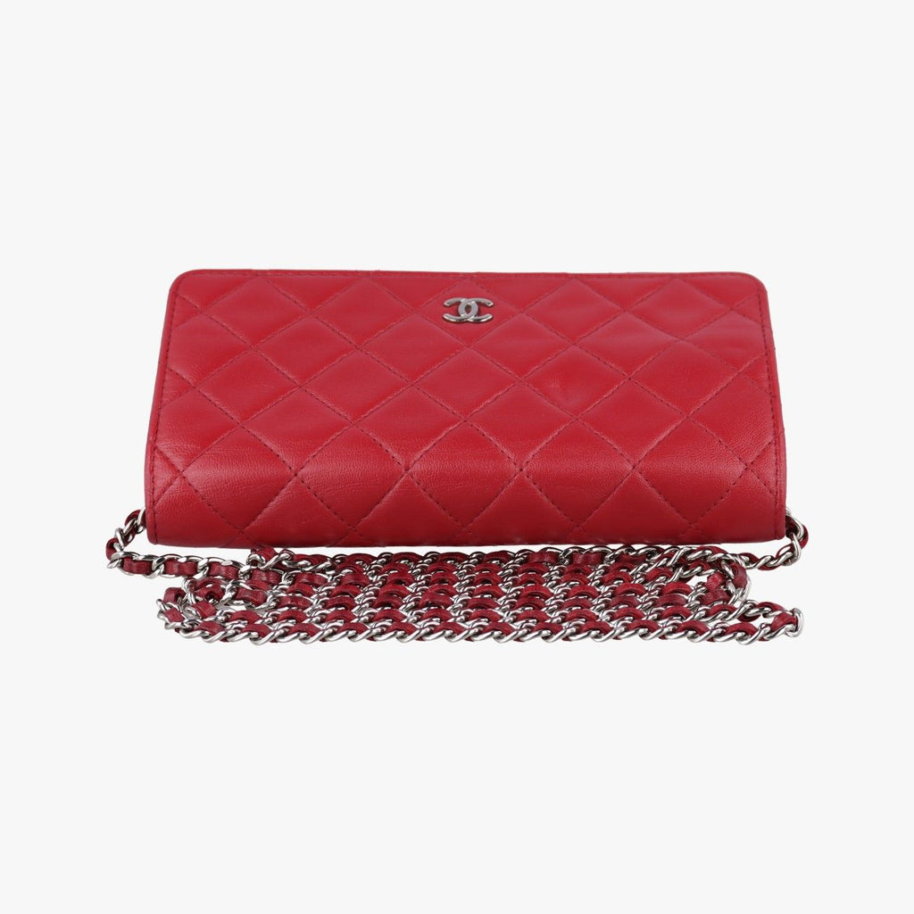Chanel Quilted CC Logo Red Lambskin Shoulder — view 8