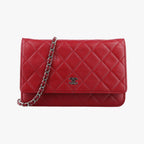 Chanel Quilted CC Logo Red Lambskin Shoulder