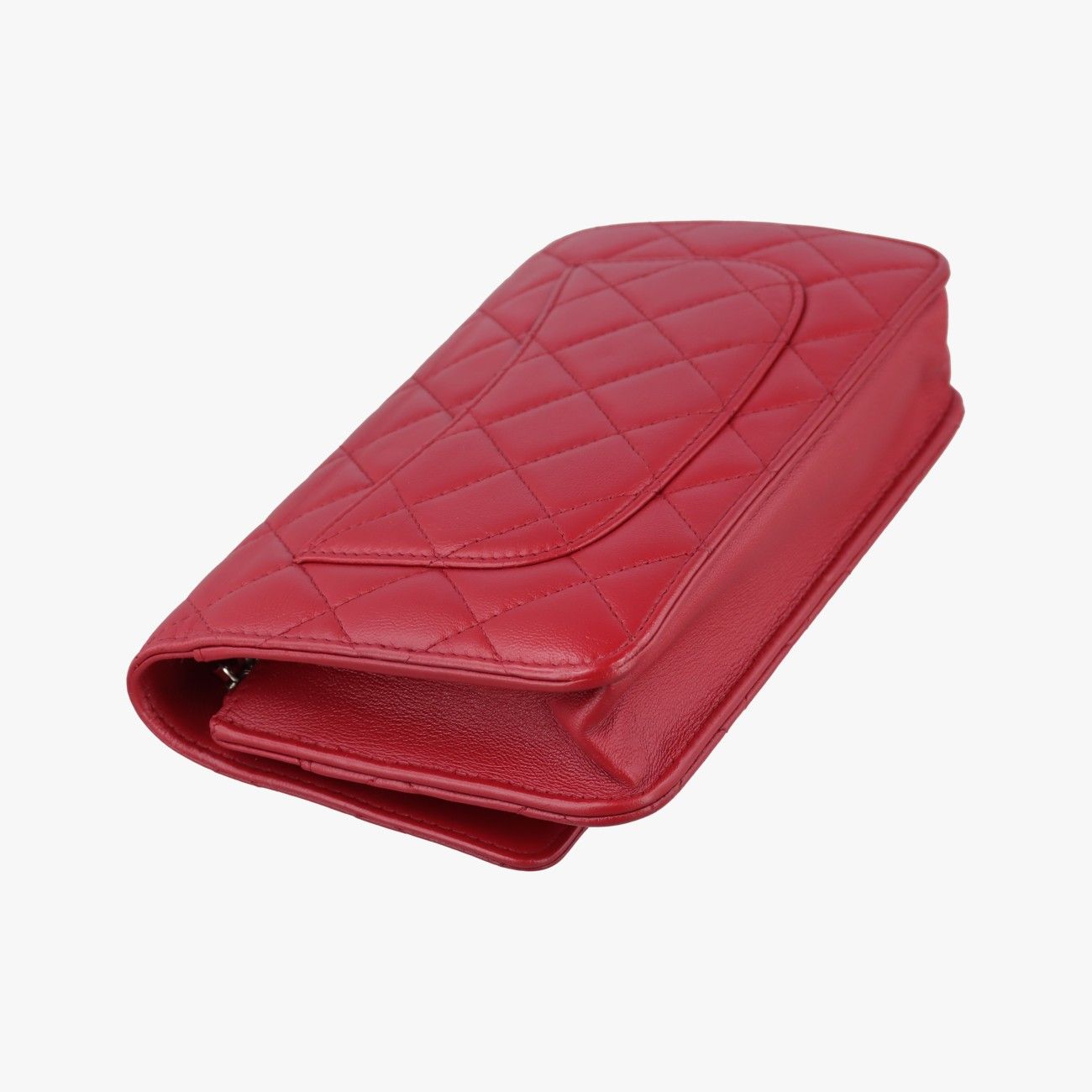 Chanel Quilted CC Logo Red Lambskin Shoulder — view 7