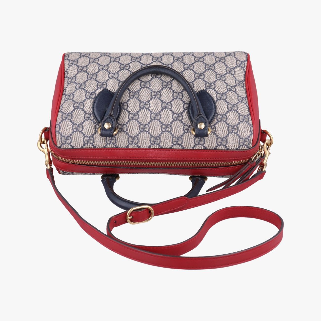 Gucci GG Supreme Beige Red Navy Canvas Leather Shoulder — view 8