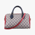 Gucci GG Supreme Beige Red Navy Canvas Leather Shoulder