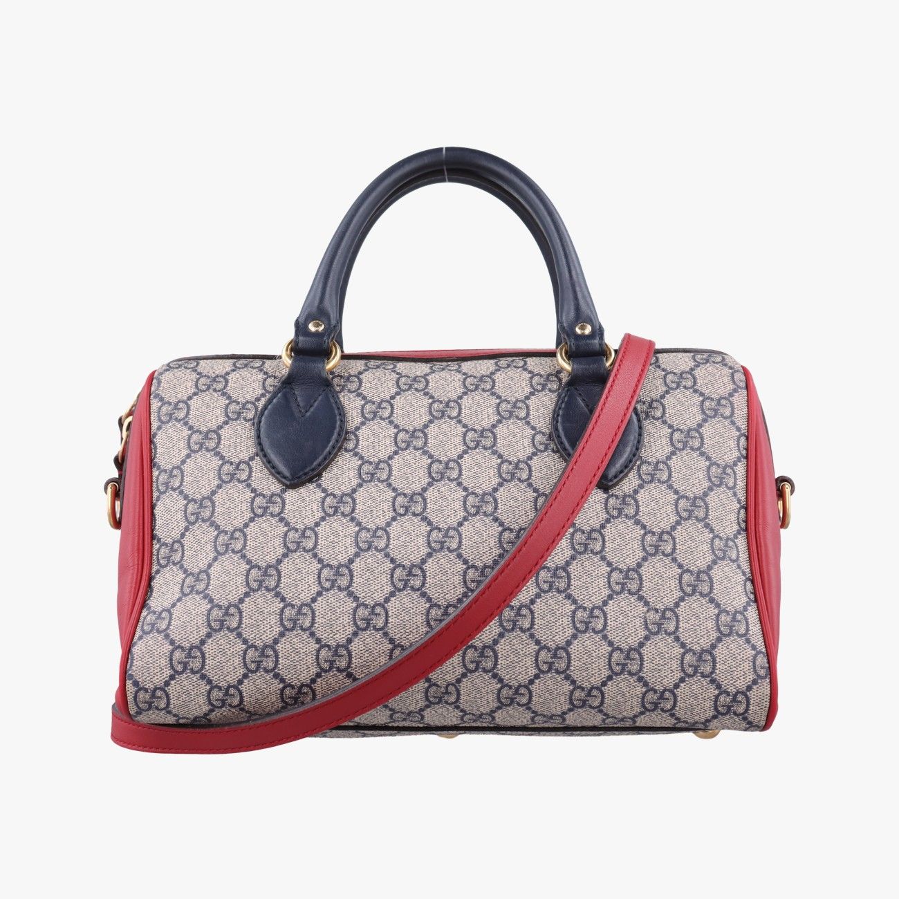 Gucci GG Supreme Beige Red Navy Canvas Leather Shoulder